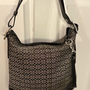 Coach Black and Gray Signature Shoulder Bag